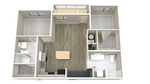 Floor plan for 2 beds, 2 baths, 980 sqft
